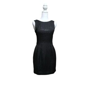 Babaton Black Metallic Jacquard Floral Sleeveless Cocktail Dress Size 4 V-Back